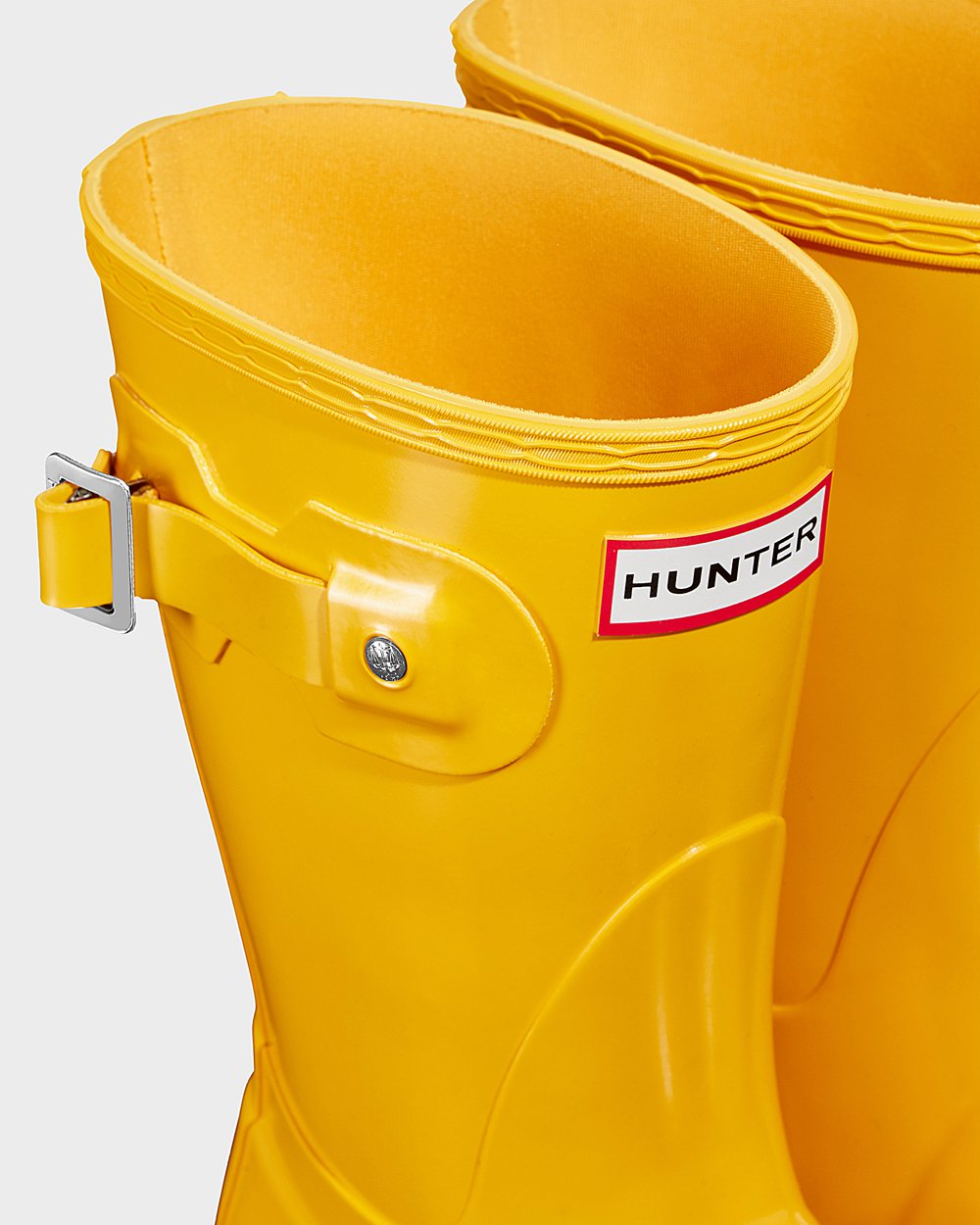 Bottes Courtes de Pluie Hunter Original Gloss Femme Jaune MZLOJKC-03